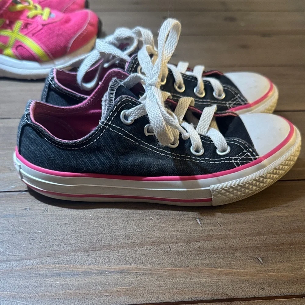 Converse Black and White Kids Sneakers with Pink Accents
